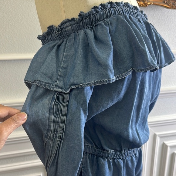 Soft Denim Off-Shoulder Denim Romper - Picture 5 of 14